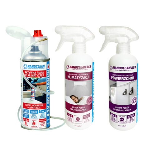 Zestaw Nanoclean AC8 do czyszczenia klimatyzacji domowej + klimatyzacji samochodowej + do powierzchni